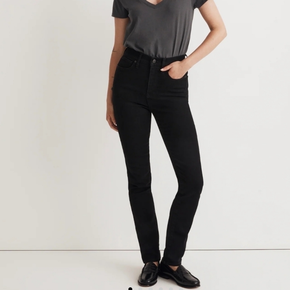 Madewell Womens Stovepipe Straight Leg High Rise Jeans Black Size 25
